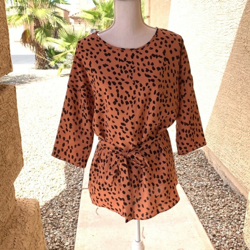 Cheetah Print Tie Front Tunic